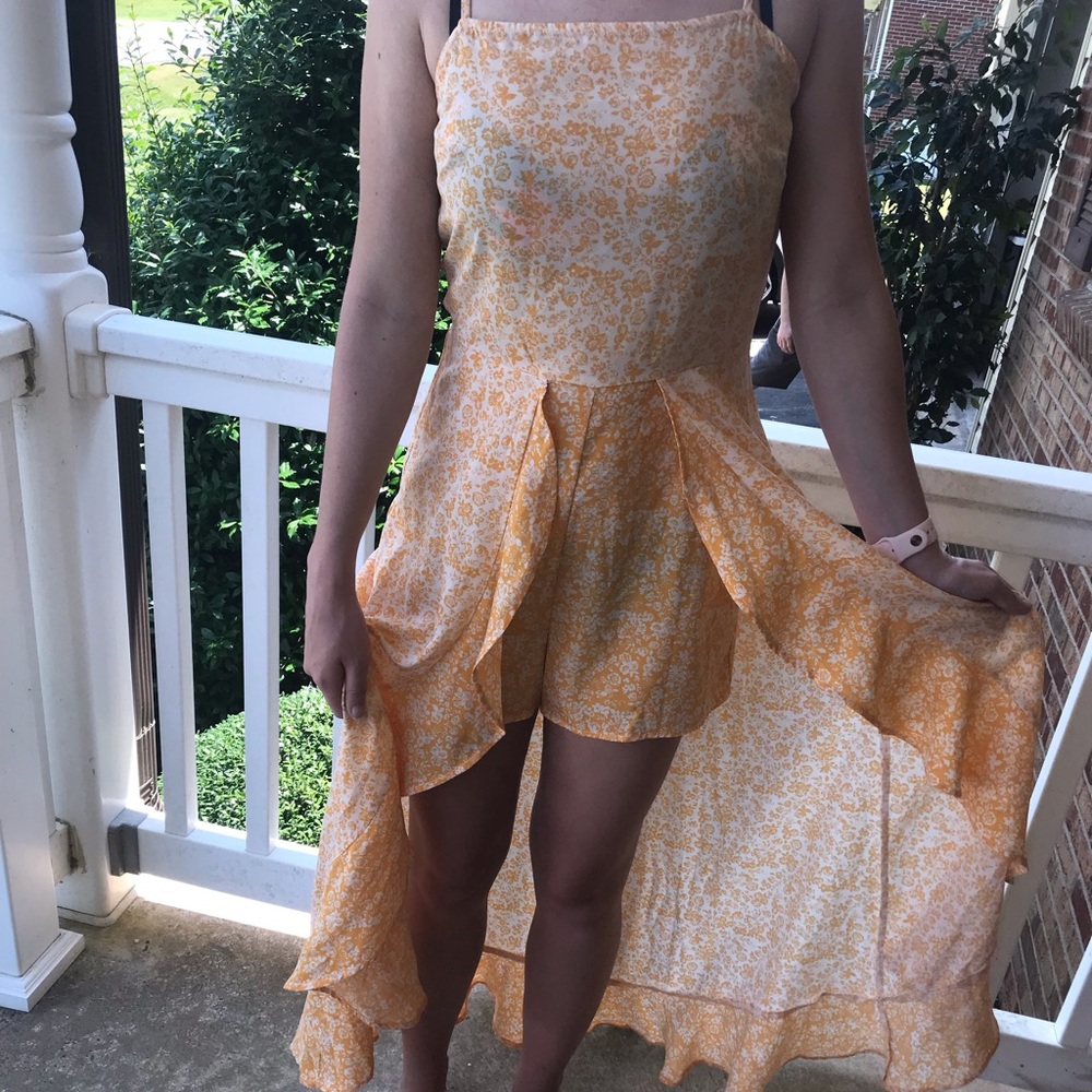 Charlotte Russe yellow and white romper
